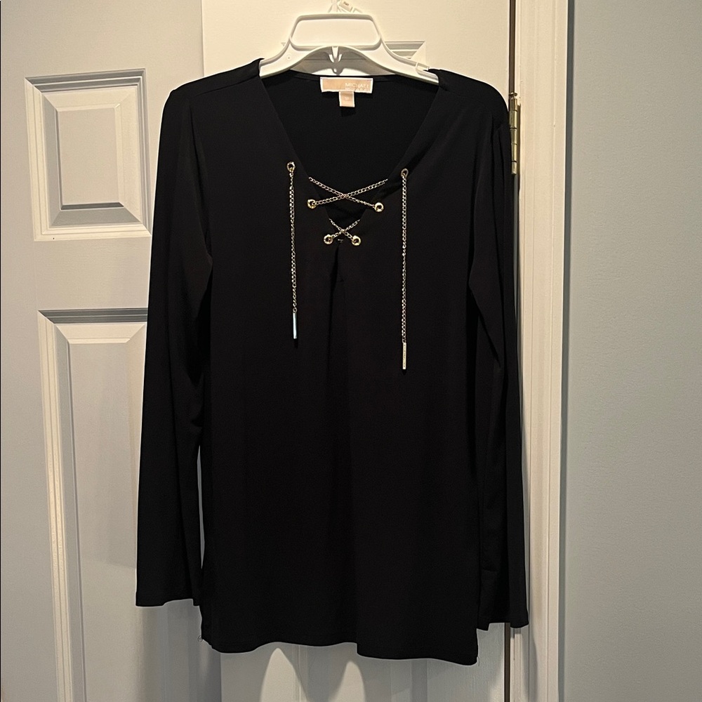 MICHAEL Michael Kors Black Chain Detail Blouse